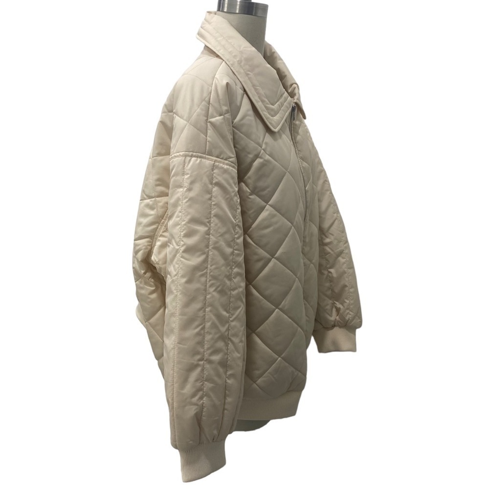 Women's Plus Size Nylon Quilted Bomber Jacket - Wild Fable Off-White Size 1X - Picture 8 of 11